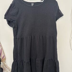Black Tiered Short Sleeve Dress